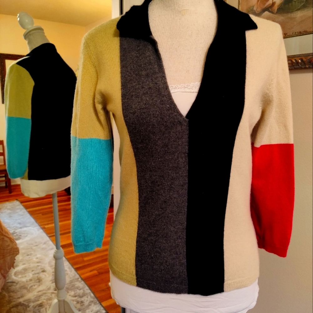 Cashmere color blocked sweater